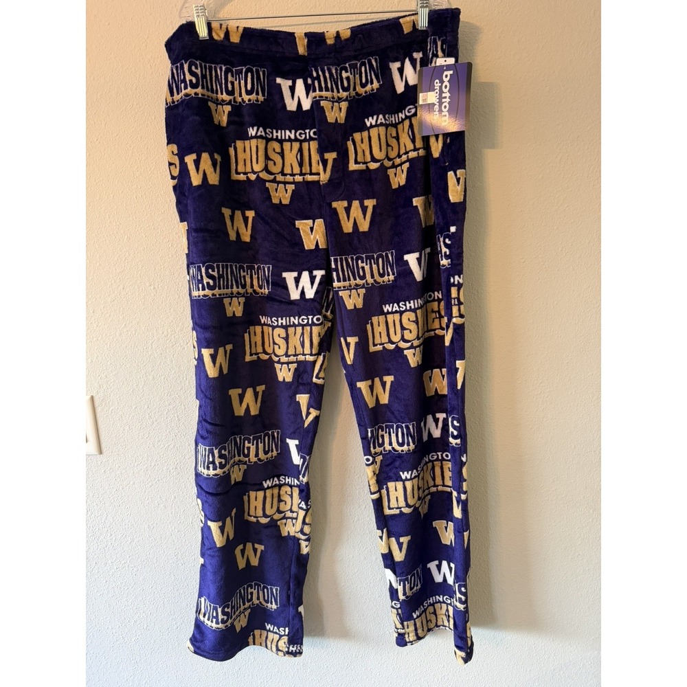 New Bottom DrawerHuskies Large NCAA  Fuzzy Sleep Pants Loose‎ Fit XXL